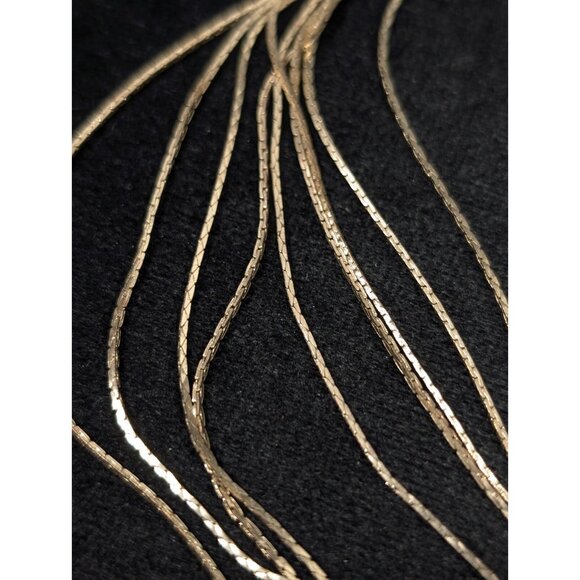 Express Gold Tone Multi Flat Chain Layered Retro Glam Statement Necklace 20 in - Picture 4 of 7